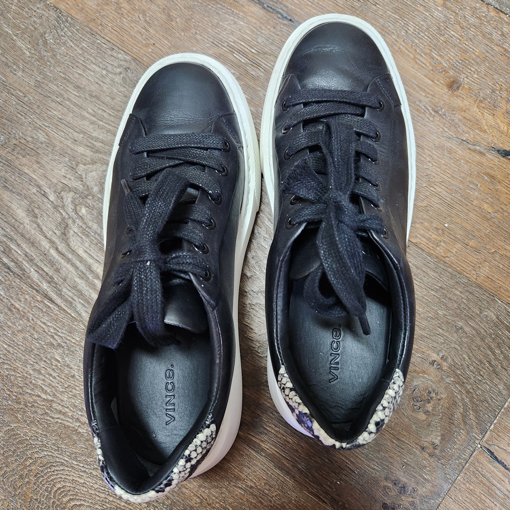 Vince Black Leather Platform Sneakers